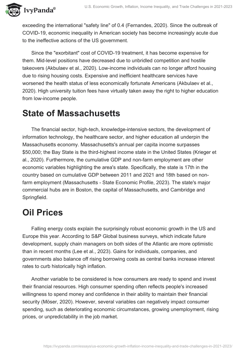 U.S. Economic Growth, Inflation, Income Inequality, and Trade Challenges in 2021-2023. Page 2