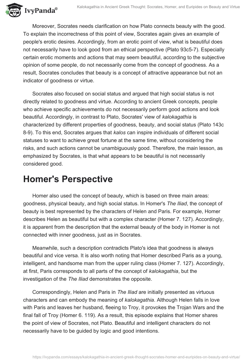 Kalokagathia in Ancient Greek Thought: Socrates, Homer, and Euripides on Beauty and Virtue. Page 2