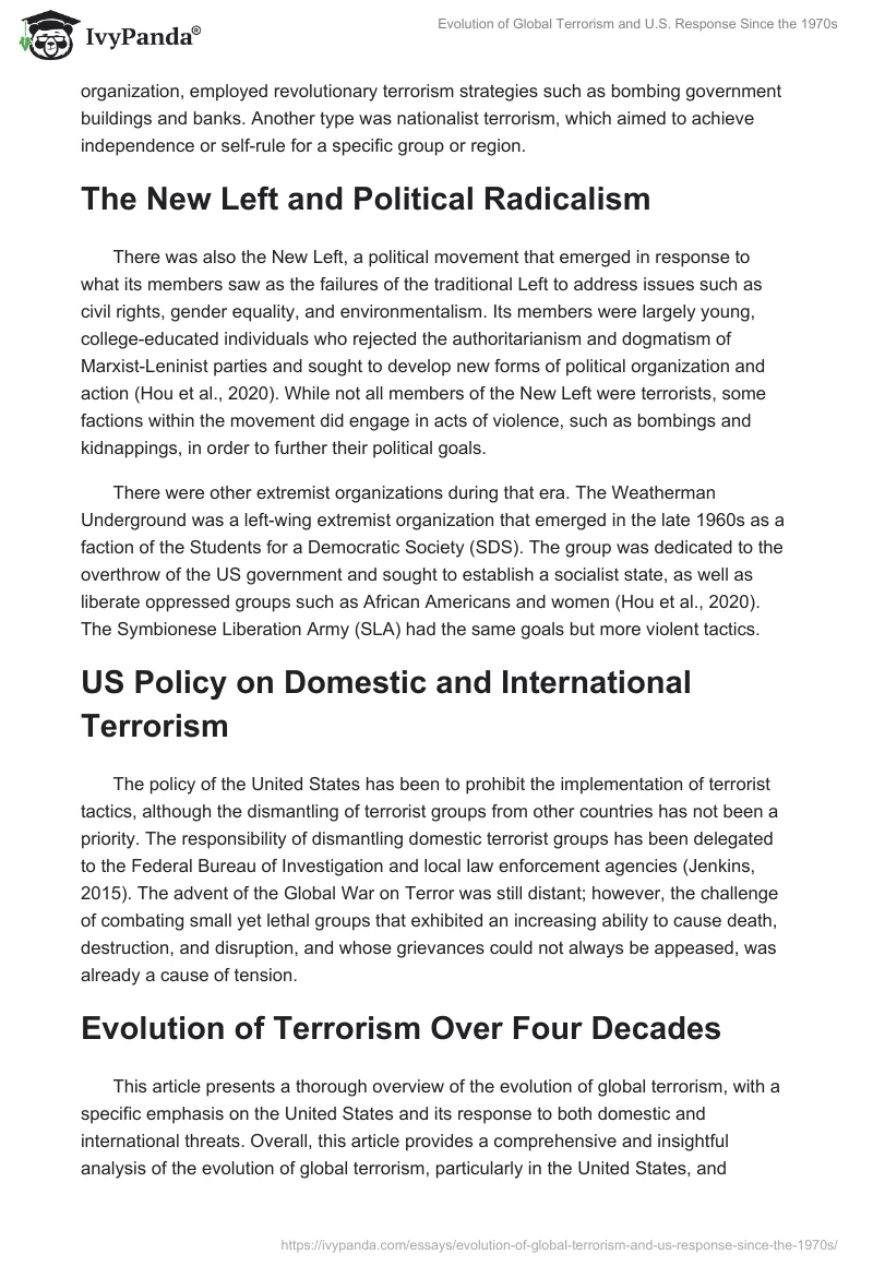 Evolution of Global Terrorism and U.S. Response Since the 1970s. Page 2