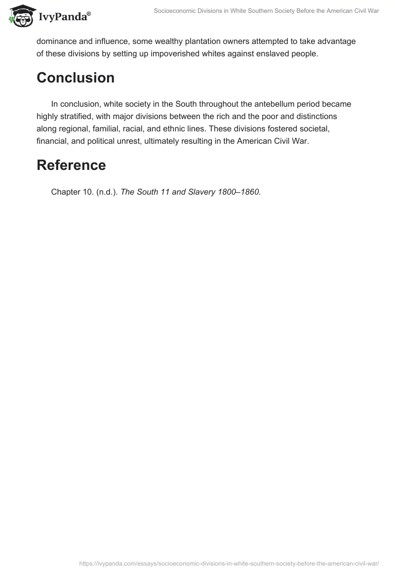 Socioeconomic Divisions in White Southern Society Before the American Civil War. Page 2