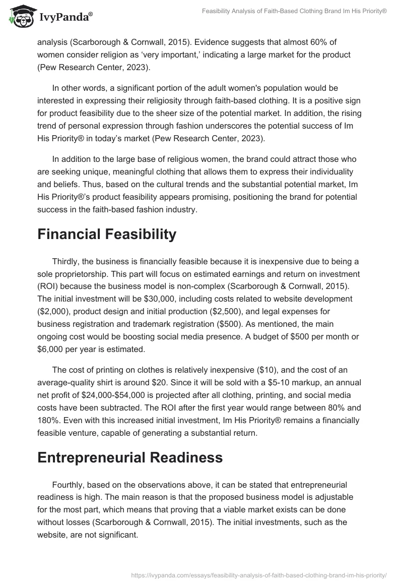 Feasibility Analysis of Faith-Based Clothing Brand Im His Priority®. Page 2