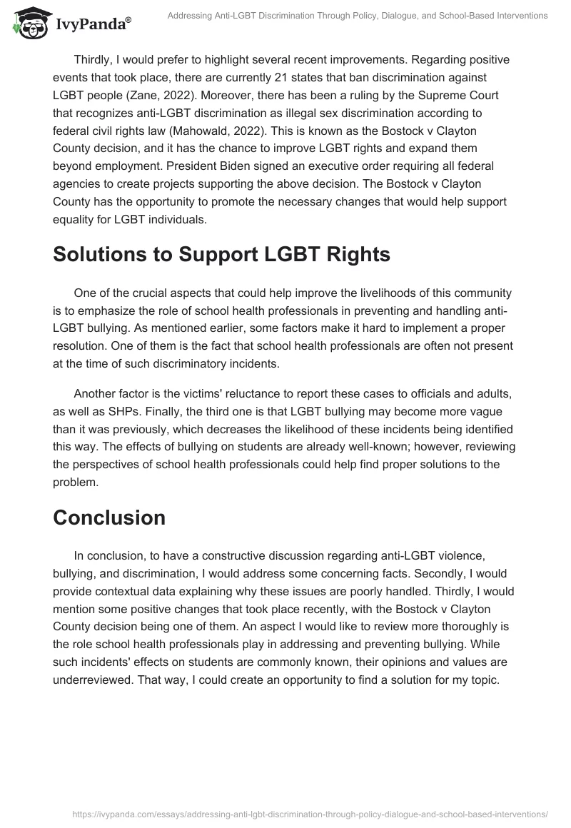 Addressing Anti-LGBT Discrimination Through Policy, Dialogue, and School-Based Interventions. Page 2