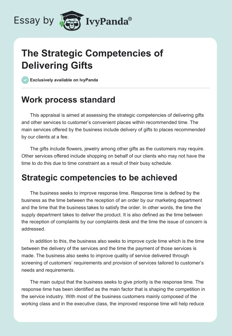 The Strategic Competencies of Delivering Gifts. Page 1
