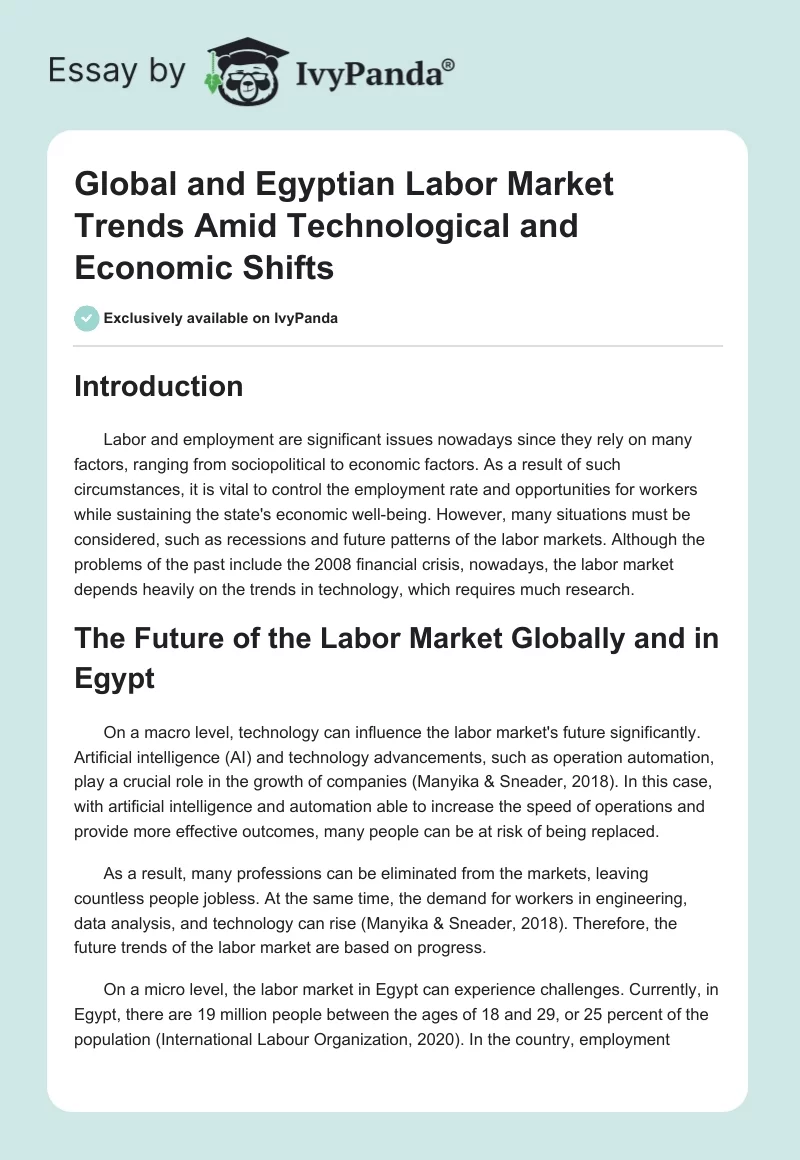 Global and Egyptian Labor Market Trends Amid Technological and Economic Shifts. Page 1