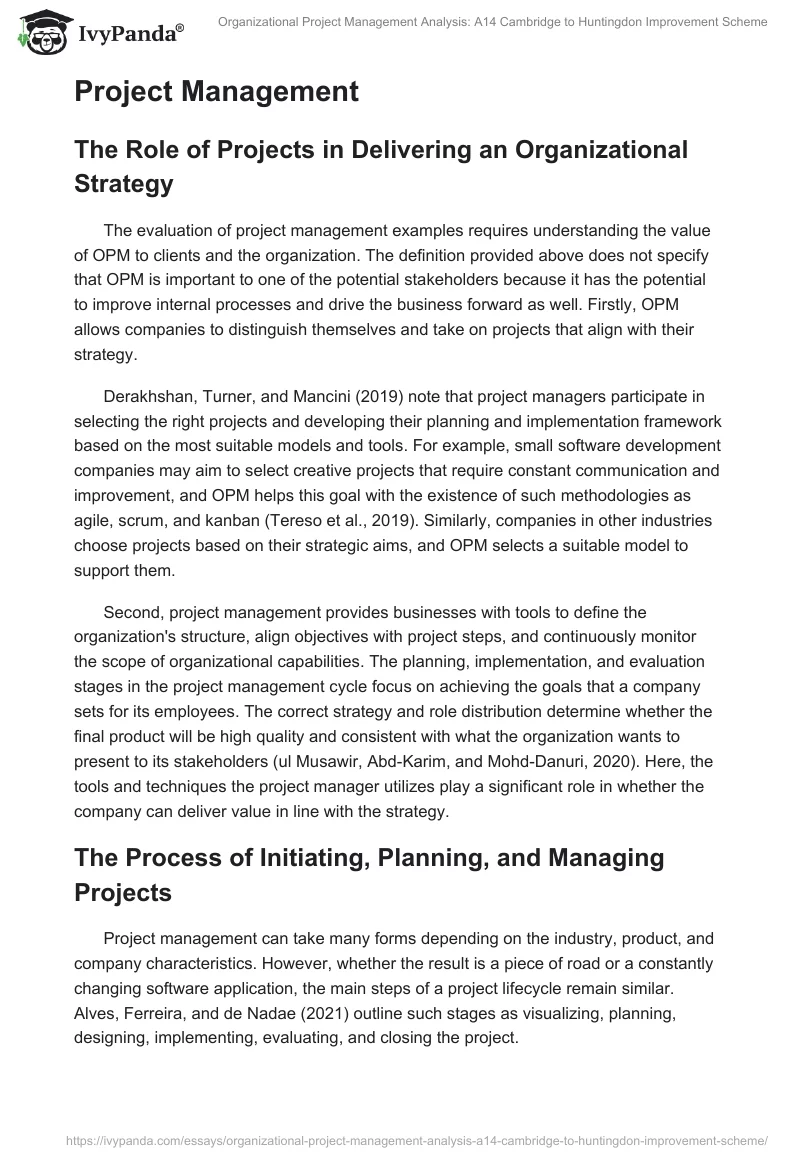Organizational Project Management Analysis: A14 Cambridge to Huntingdon Improvement Scheme. Page 2