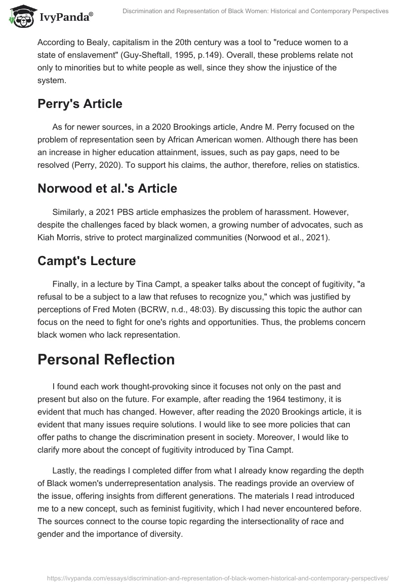 Discrimination and Representation of Black Women: Historical and Contemporary Perspectives. Page 2