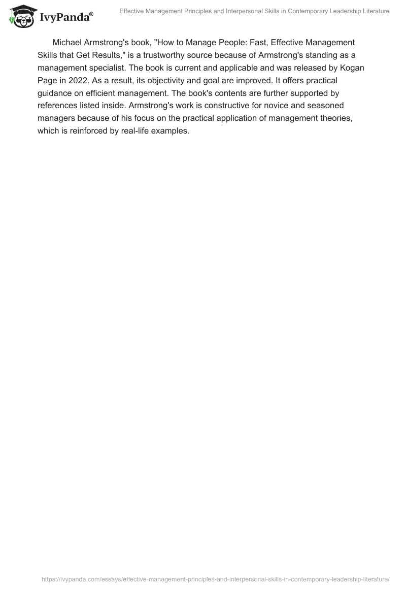 Effective Management Principles and Interpersonal Skills in Contemporary Leadership Literature. Page 2
