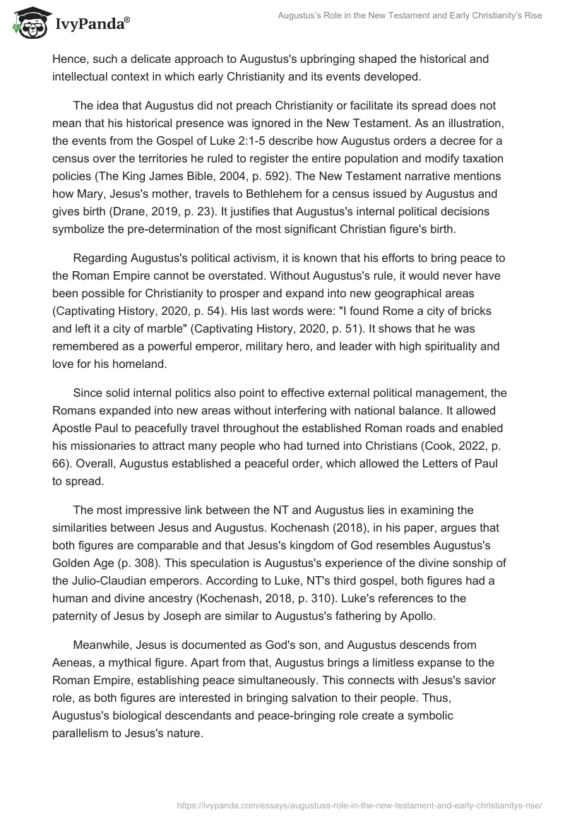 Augustus’s Role in the New Testament and Early Christianity’s Rise. Page 2
