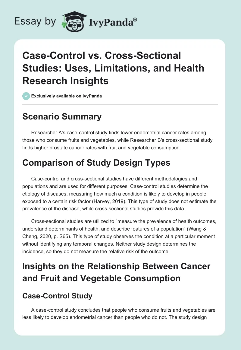 Case-Control vs. Cross-Sectional Studies: Uses, Limitations, and Health Research Insights. Page 1