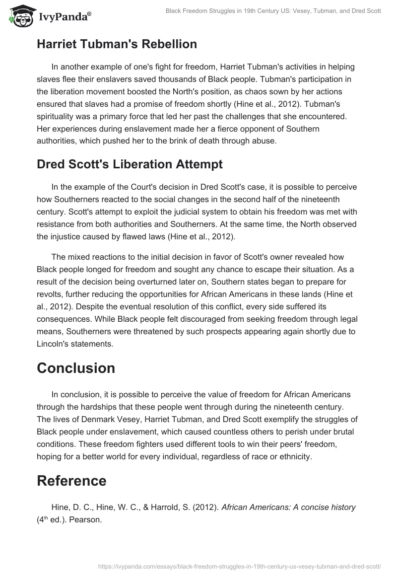 Black Freedom Struggles in 19th Century US: Vesey, Tubman, and Dred Scott. Page 2
