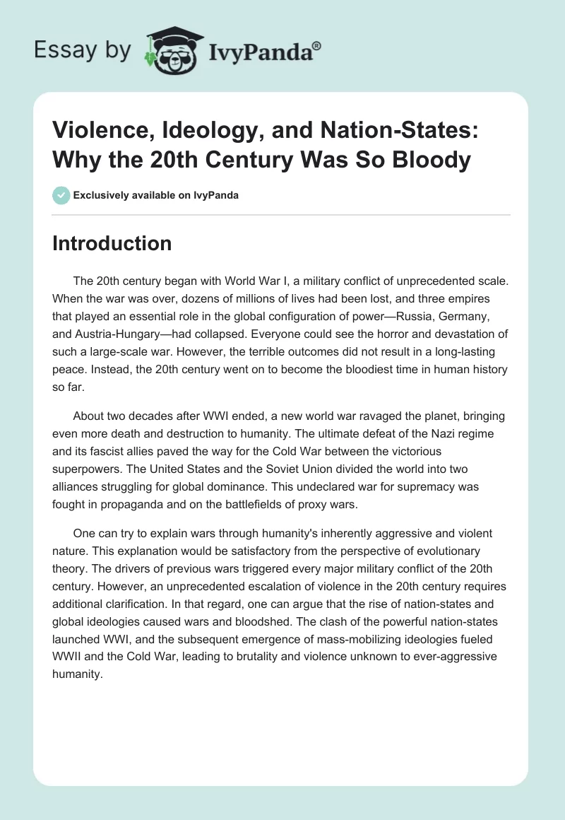 Violence, Ideology, and Nation-States: Why the 20th Century Was So Bloody. Page 1