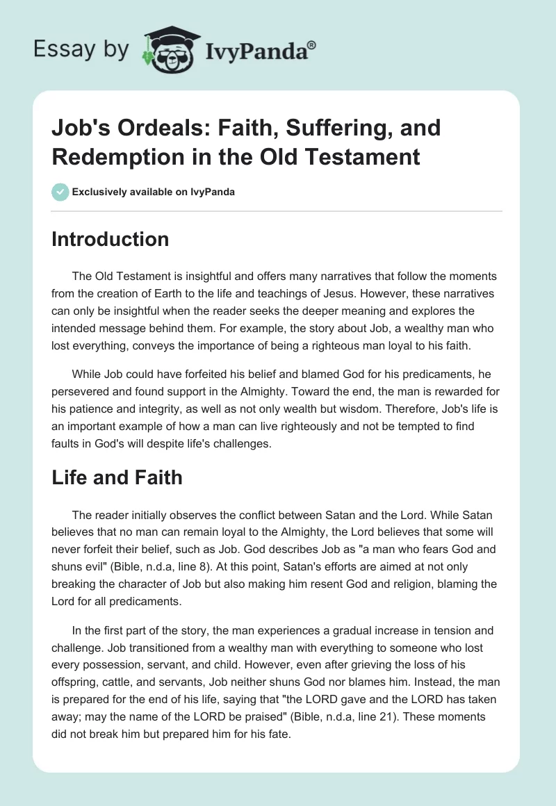 Job's Ordeals: Faith, Suffering, and Redemption in the Old Testament. Page 1