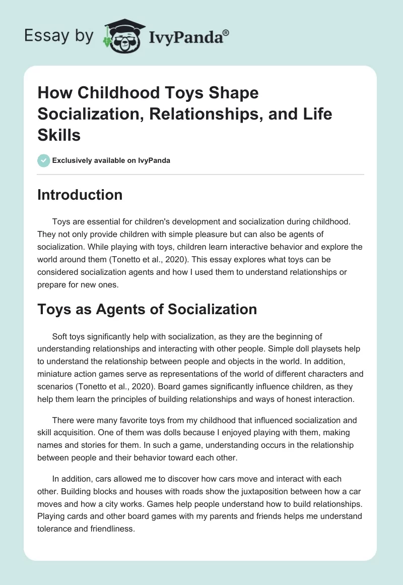 How Childhood Toys Shape Socialization, Relationships, and Life Skills. Page 1