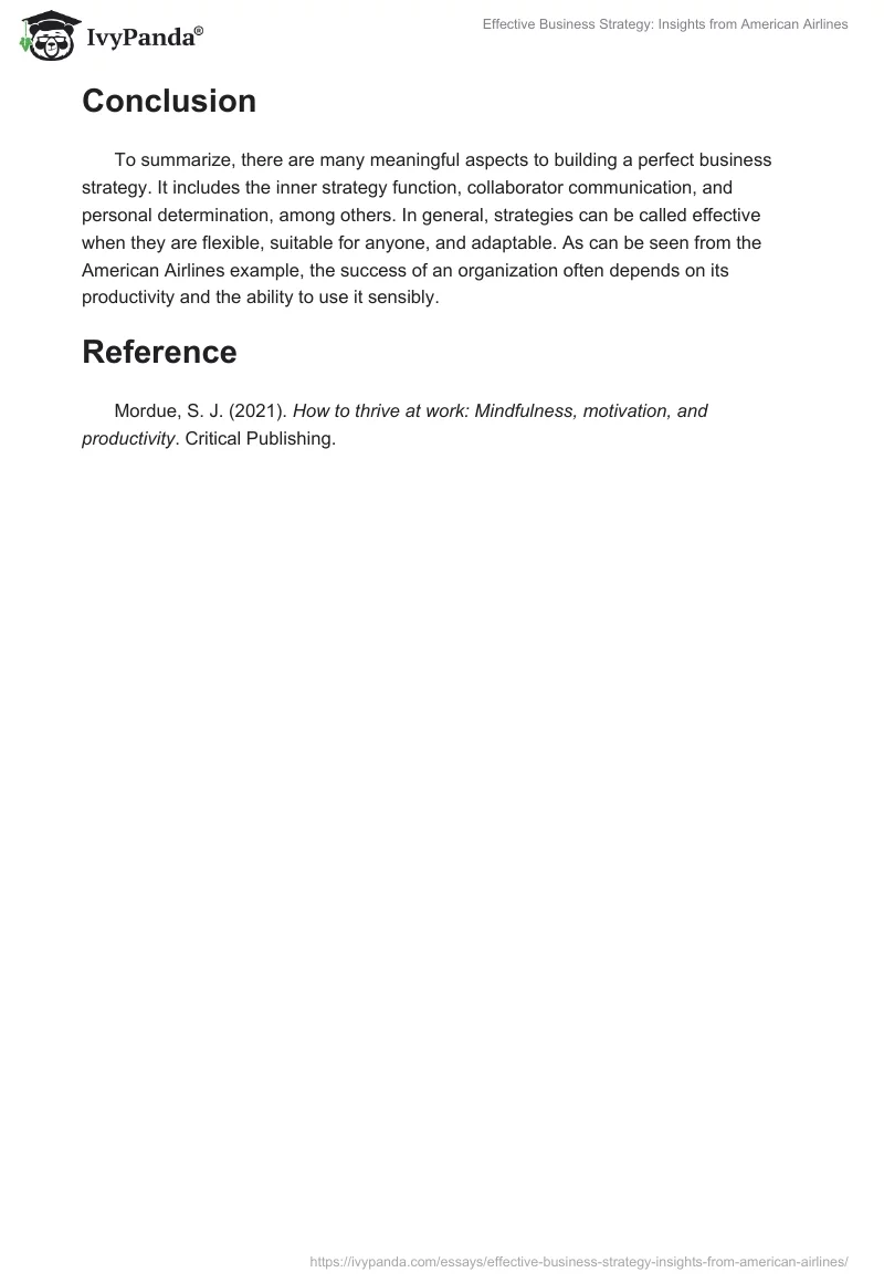 Effective Business Strategy: Insights from American Airlines. Page 2