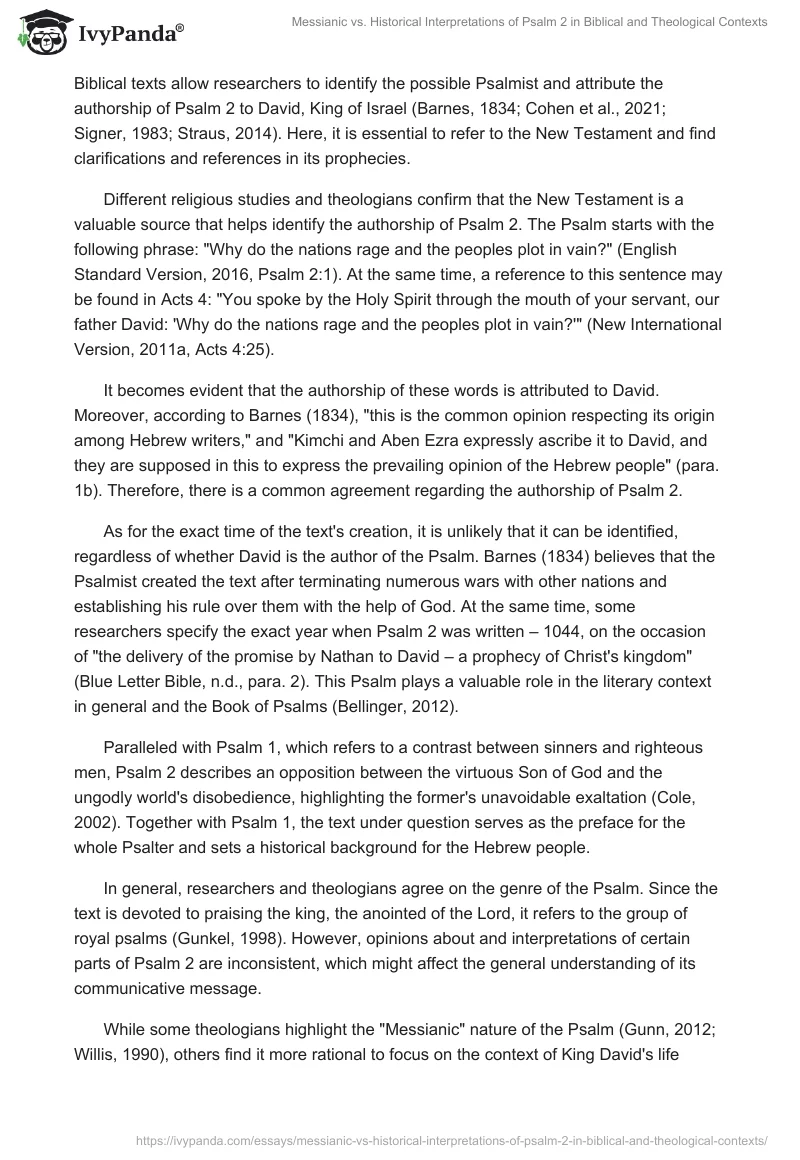 Messianic vs. Historical Interpretations of Psalm 2 in Biblical and Theological Contexts. Page 2