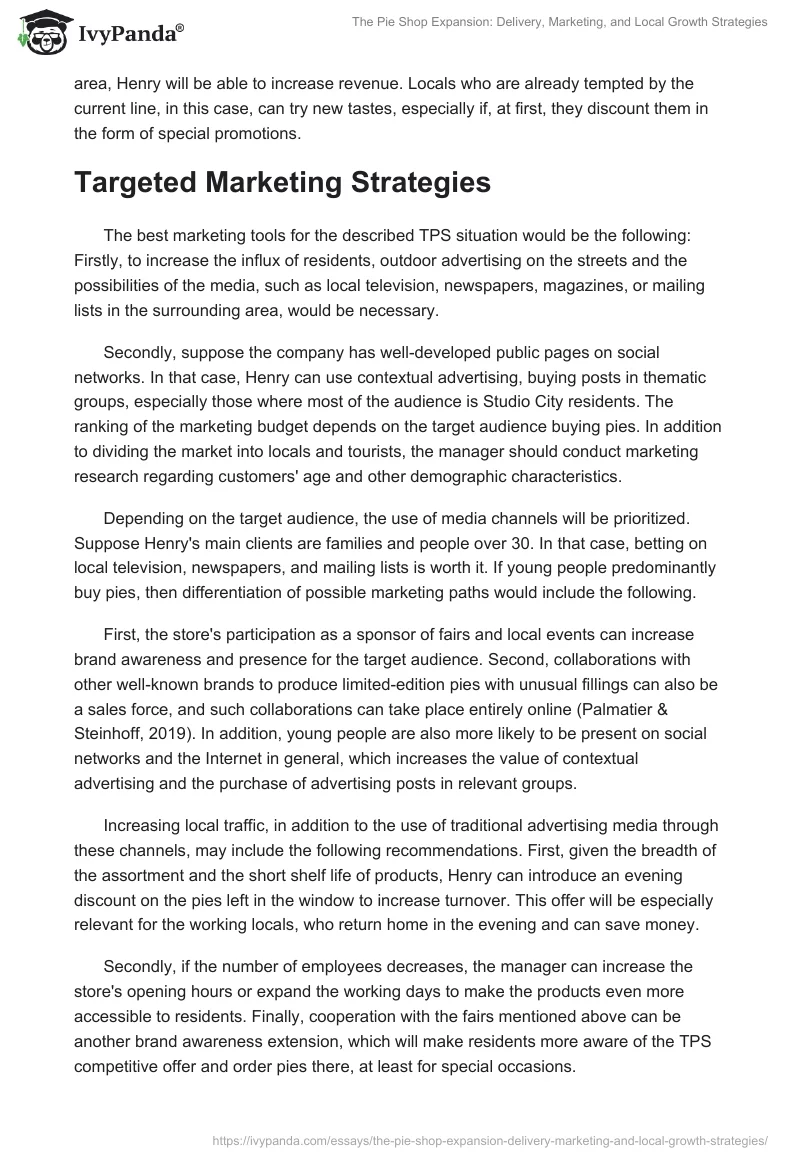 The Pie Shop Expansion: Delivery, Marketing, and Local Growth Strategies. Page 2