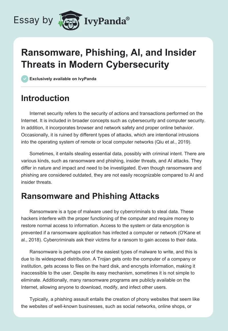 Ransomware, Phishing, AI, and Insider Threats in Modern Cybersecurity. Page 1