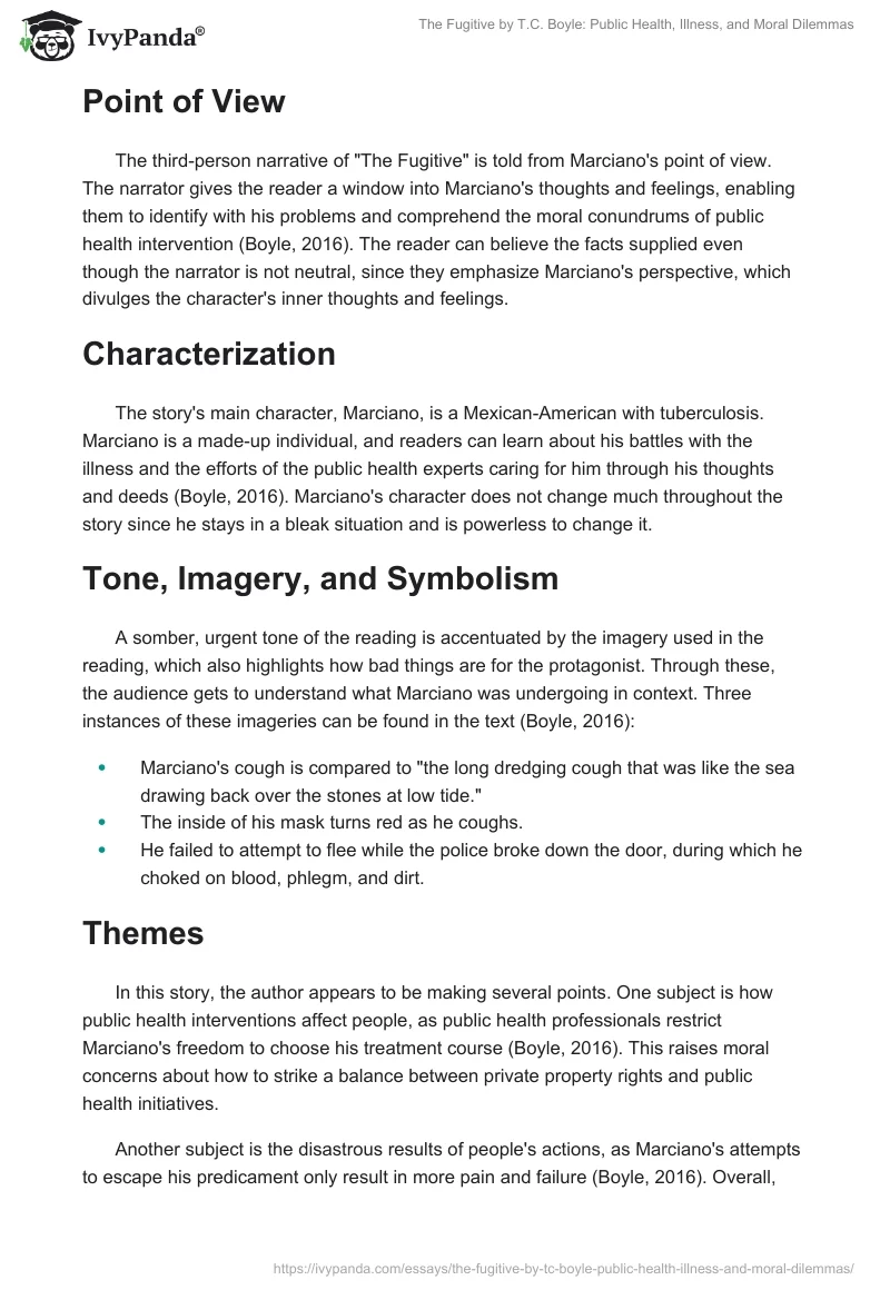 "The Fugitive" by T.C. Boyle: Public Health, Illness, and Moral Dilemmas. Page 2