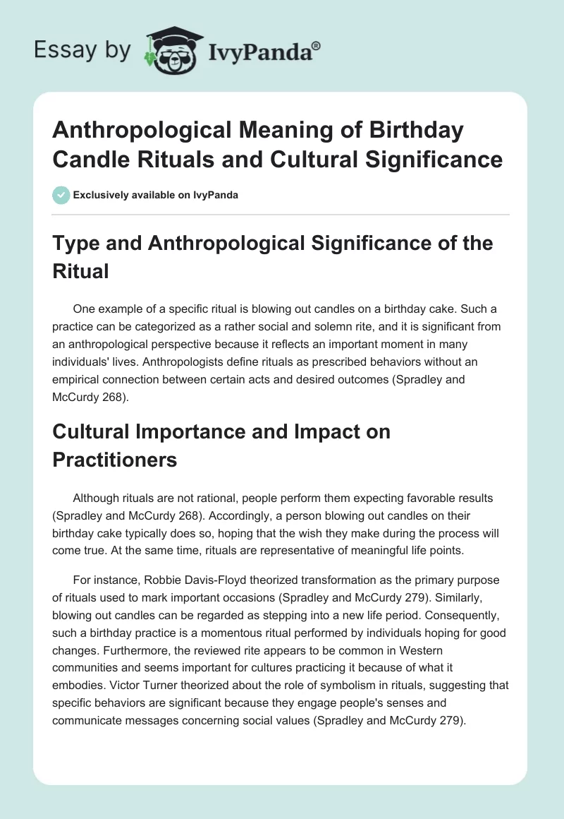 Anthropological Meaning of Birthday Candle Rituals and Cultural Significance. Page 1