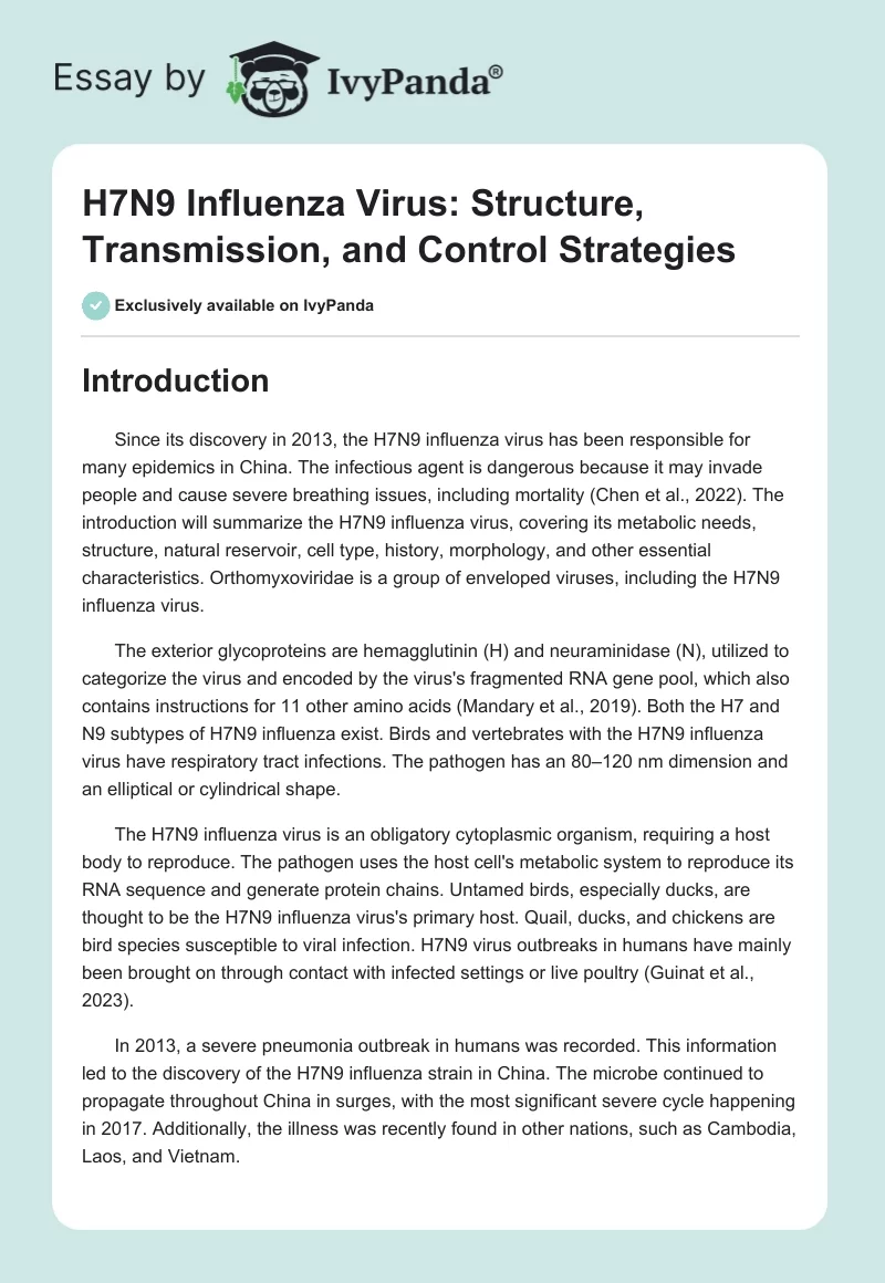 H7N9 Influenza Virus: Structure, Transmission, and Control Strategies. Page 1