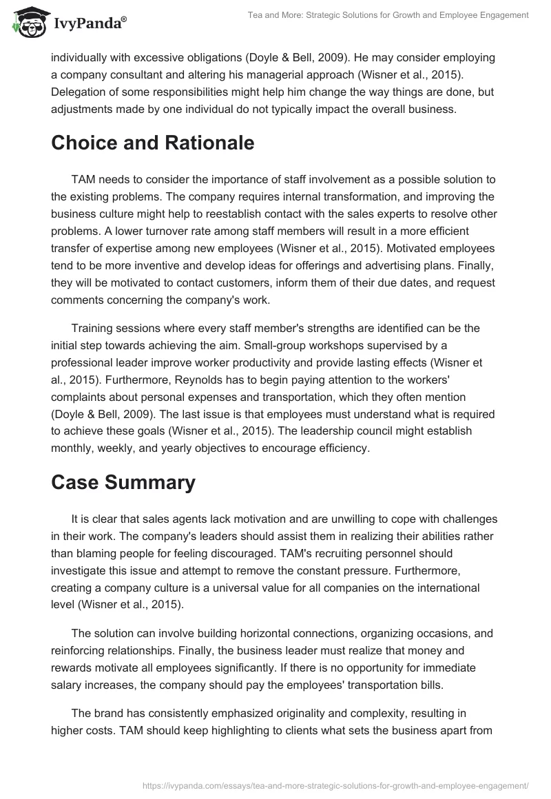 Tea and More: Strategic Solutions for Growth and Employee Engagement. Page 2