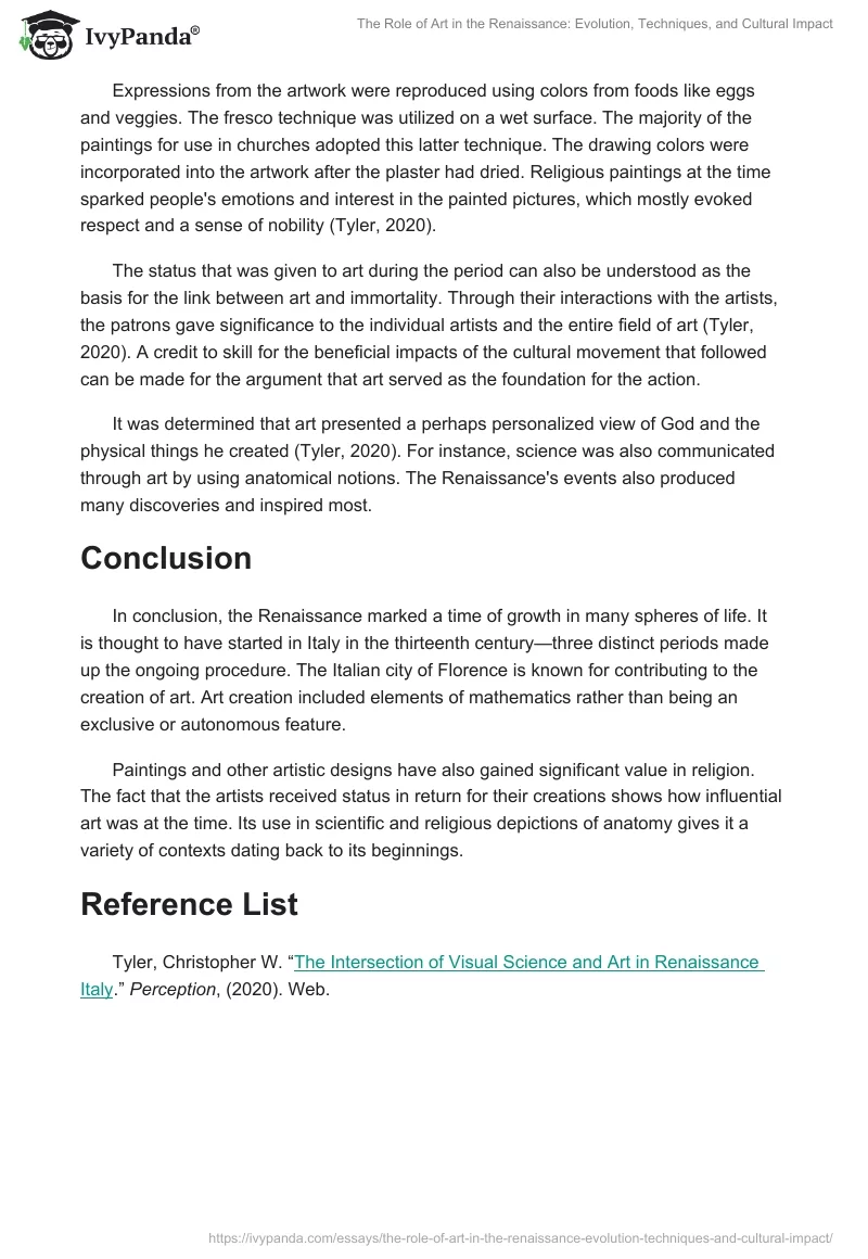 The Role of Art in the Renaissance: Evolution, Techniques, and Cultural Impact. Page 2
