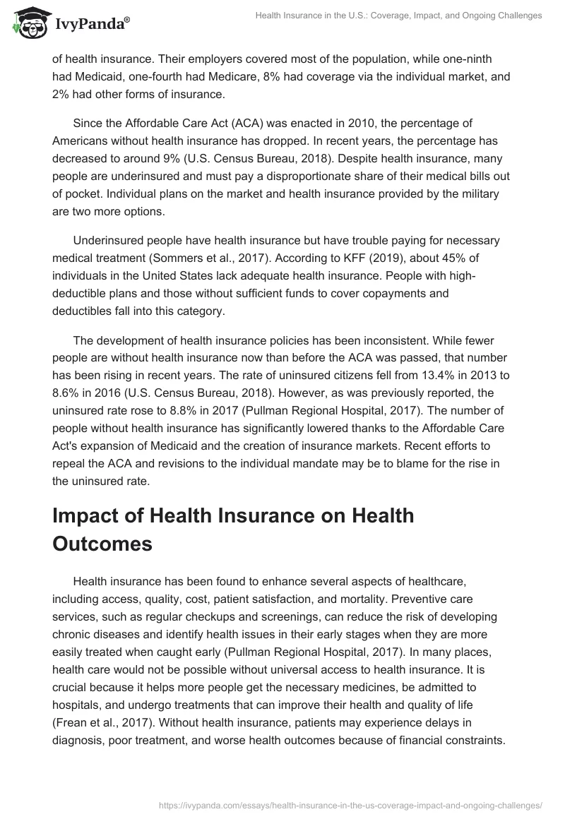 Health Insurance in the U.S.: Coverage, Impact, and Ongoing Challenges. Page 2