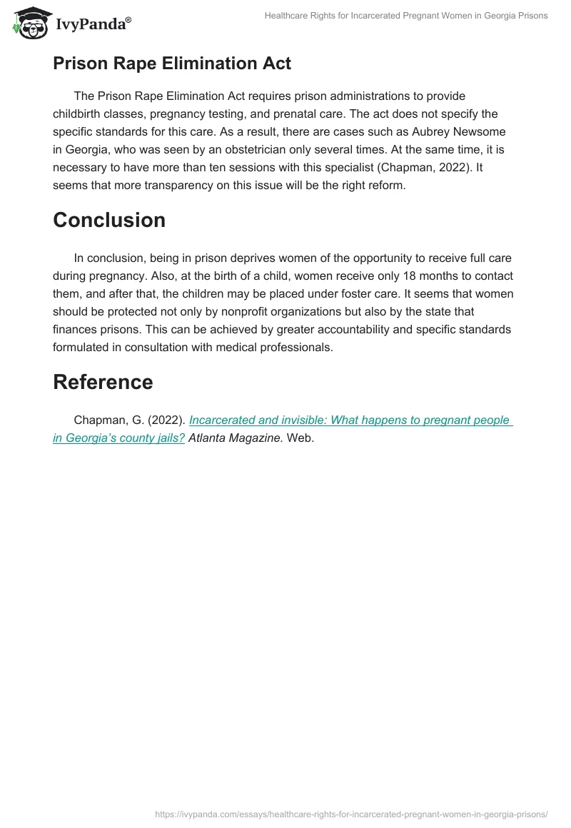 Healthcare Rights for Incarcerated Pregnant Women in Georgia Prisons. Page 2