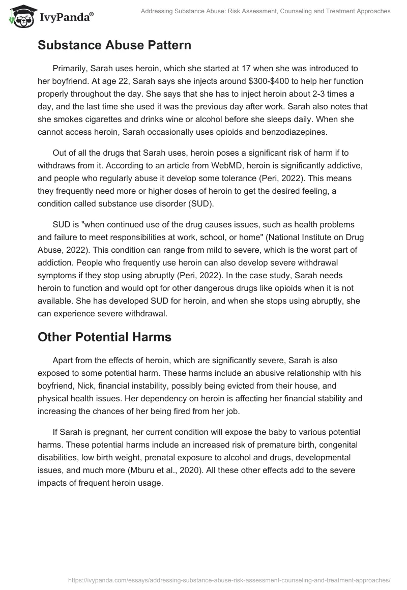 Addressing Substance Abuse: Risk Assessment, Counseling and Treatment Approaches. Page 2
