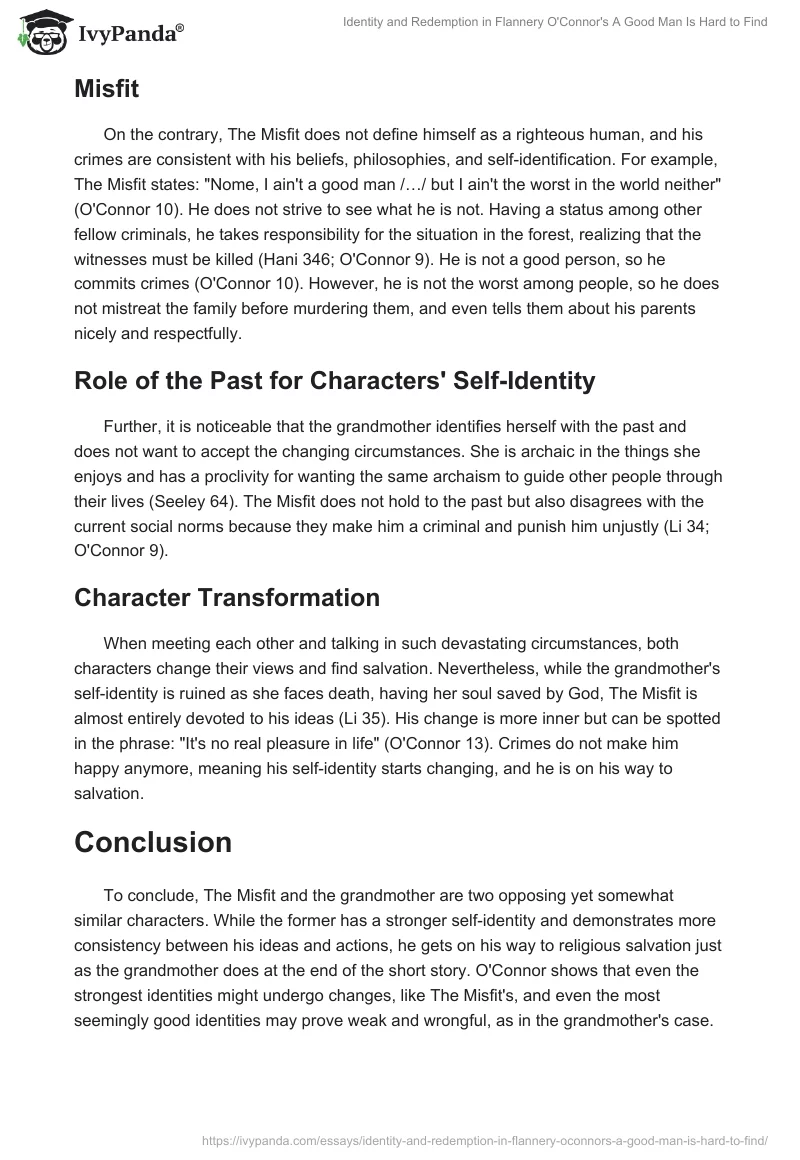 Identity and Redemption in Flannery O'Connor's "A Good Man Is Hard to Find". Page 2