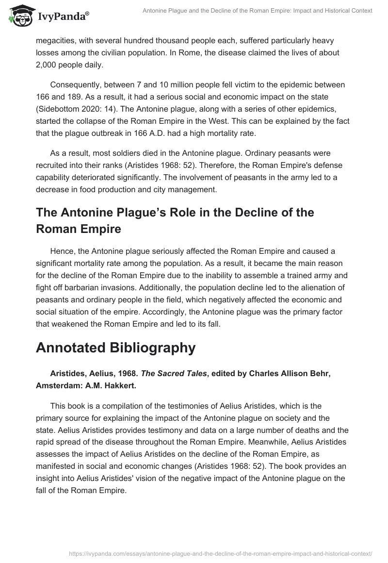 Antonine Plague and the Decline of the Roman Empire: Impact and Historical Context. Page 2