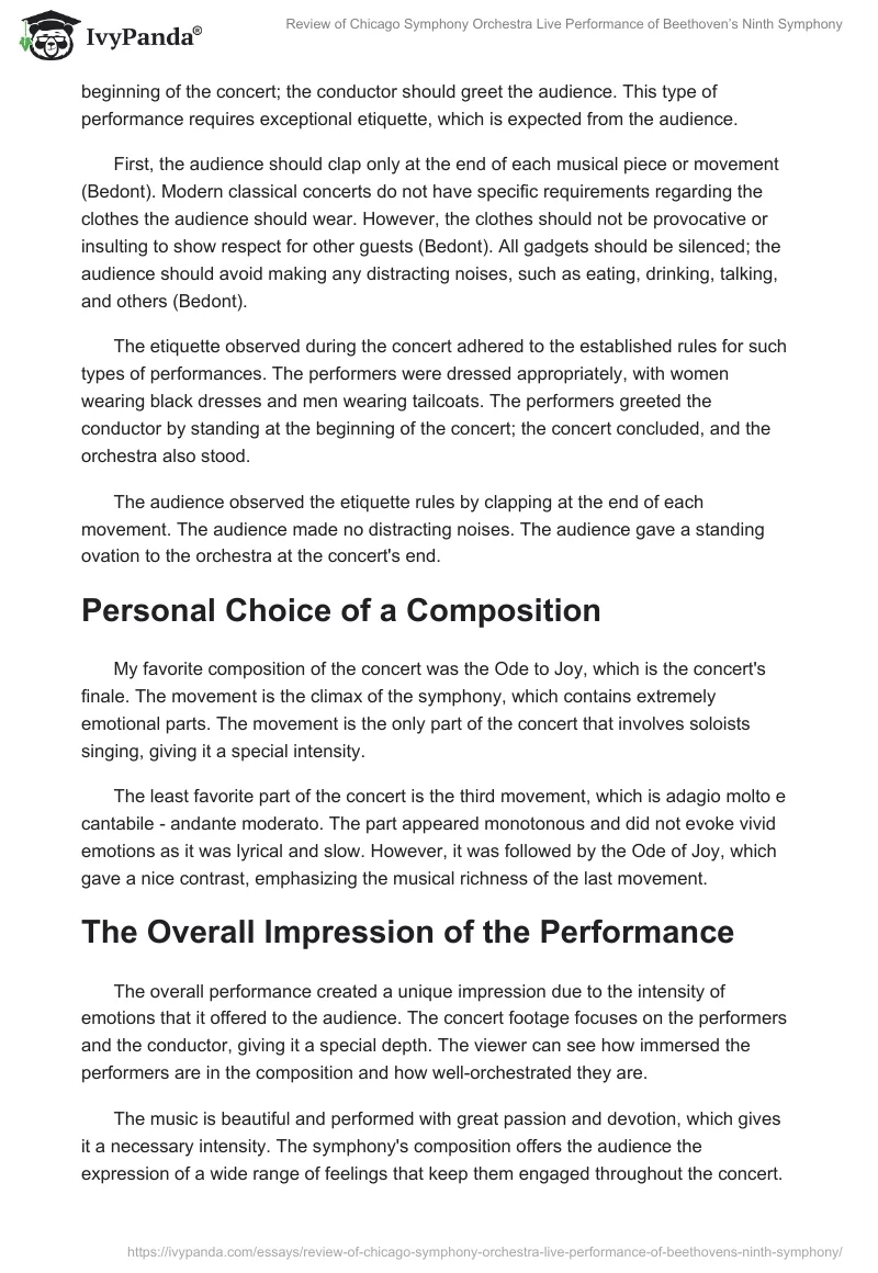 Review of Chicago Symphony Orchestra Live Performance of Beethoven’s Ninth Symphony. Page 2