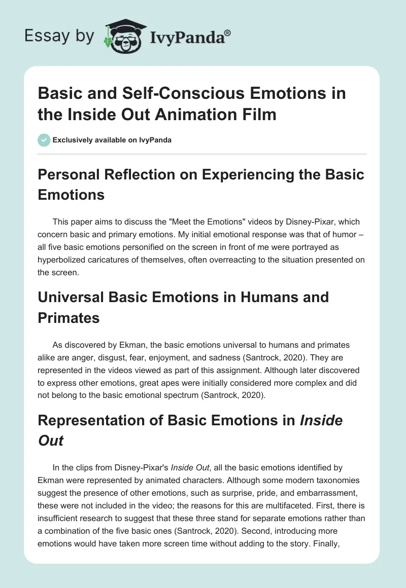Basic and Self-Conscious Emotions in the Inside Out Animation Film. Page 1