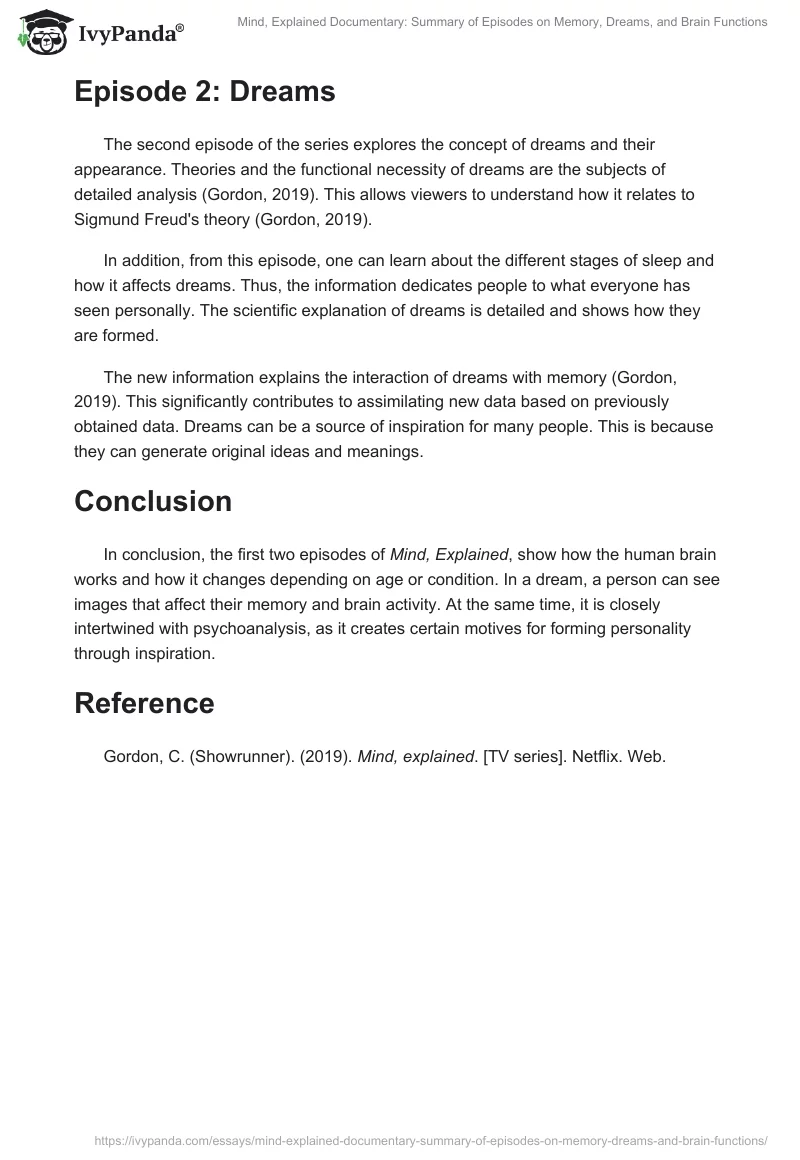 Mind, Explained Documentary: Summary of Episodes on Memory, Dreams, and Brain Functions. Page 2