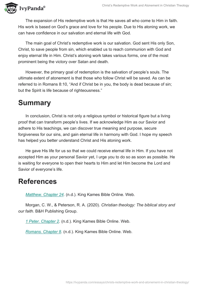 Christ’s Redemptive Work and Atonement in Christian Theology. Page 2