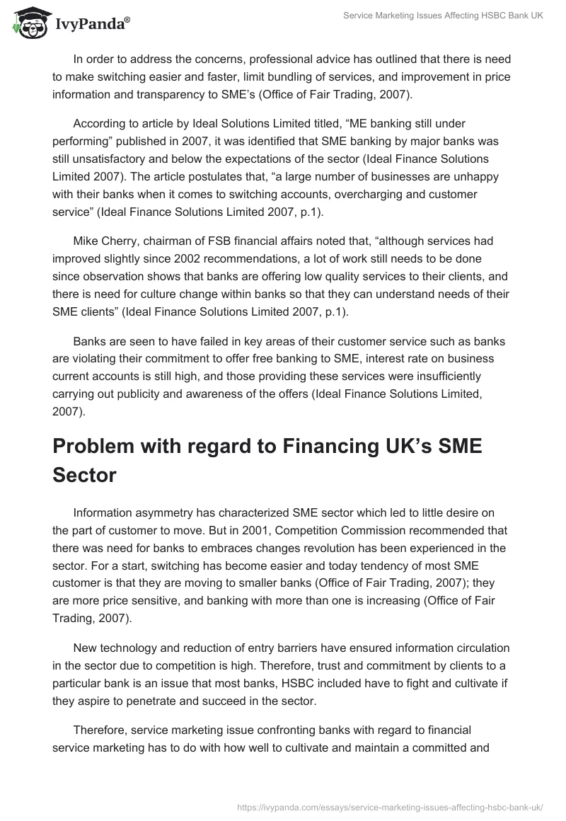 Service Marketing Issues Affecting HSBC Bank UK. Page 3