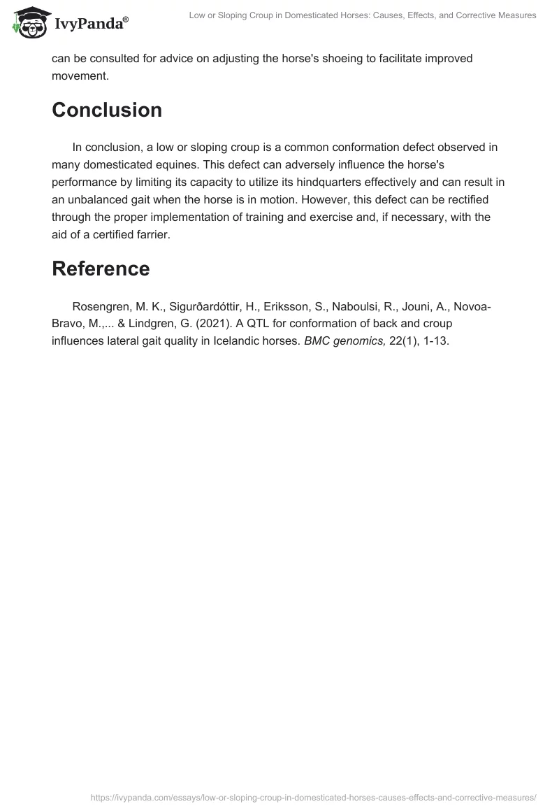 Low or Sloping Croup in Domesticated Horses: Causes, Effects, and Corrective Measures. Page 2