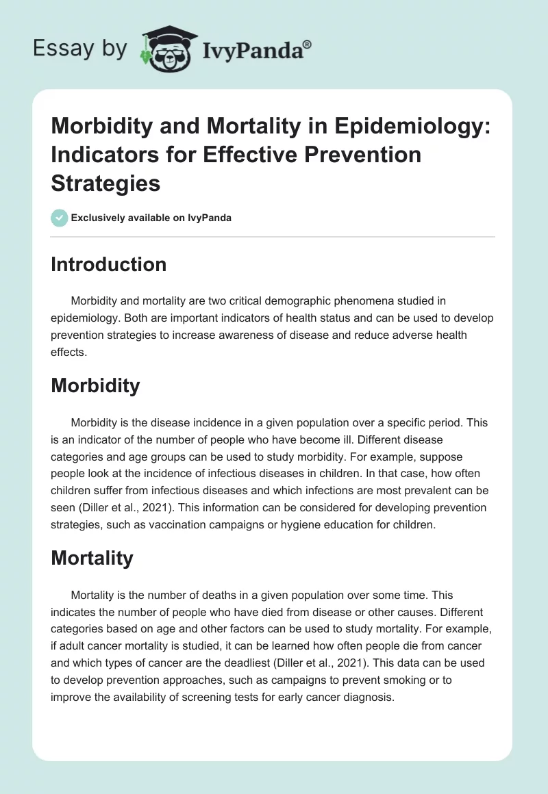 Morbidity and Mortality in Epidemiology: Indicators for Effective Prevention Strategies. Page 1