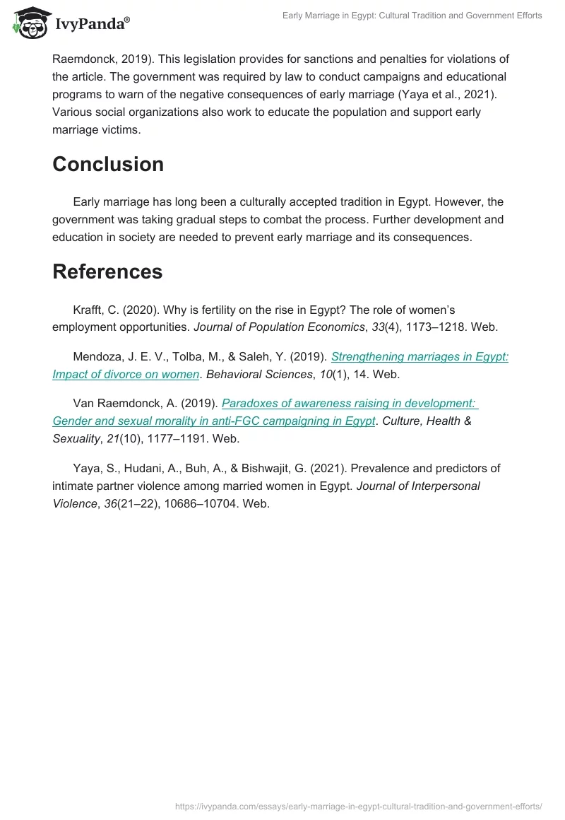 Early Marriage in Egypt: Cultural Tradition and Government Efforts. Page 2
