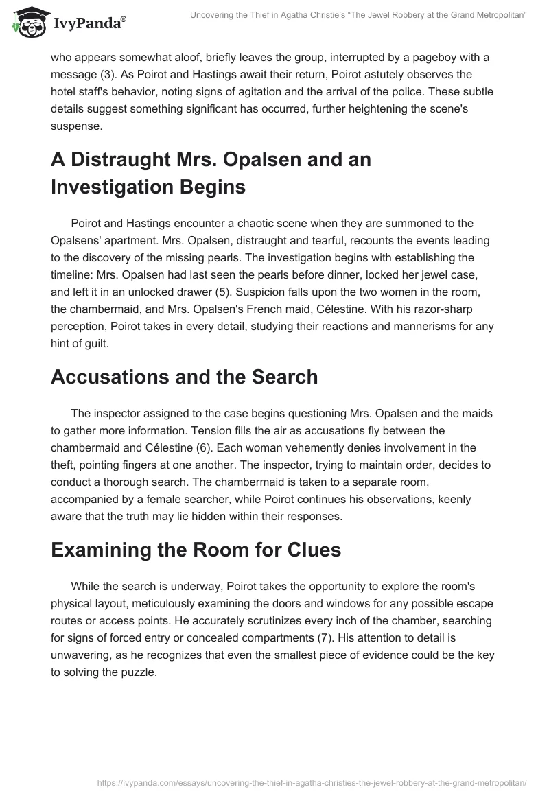 Uncovering the Thief in Agatha Christie’s “The Jewel Robbery at the Grand Metropolitan”. Page 2