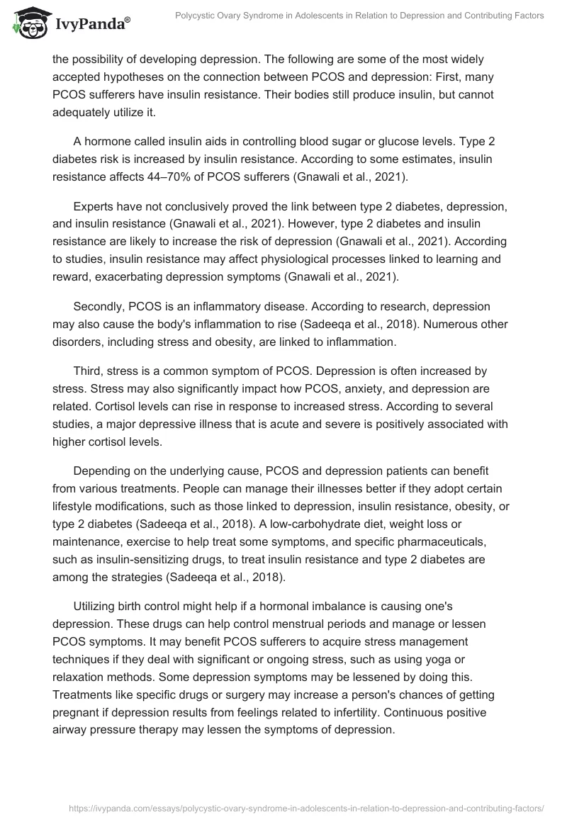 Polycystic Ovary Syndrome in Adolescents in Relation to Depression and Contributing Factors. Page 2