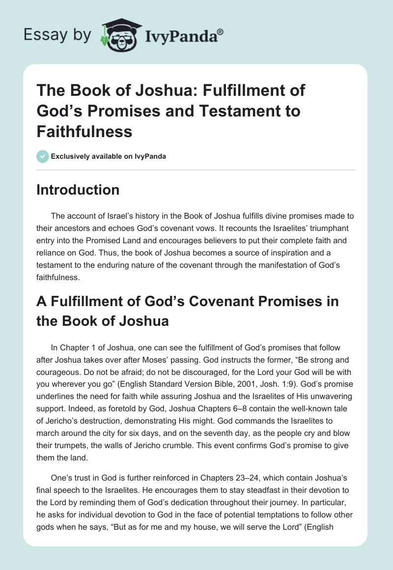 The Book of Joshua: Fulfillment of God’s Promises and Testament to Faithfulness. Page 1