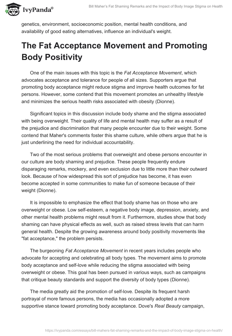 Bill Maher’s Fat Shaming Remarks and the Impact of Body Image Stigma on Health. Page 2