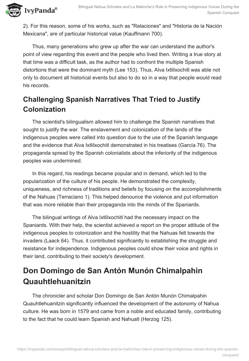 Bilingual Nahua Scholars and La Malinche’s Role in Preserving Indigenous Voices During the Spanish Conquest. Page 2