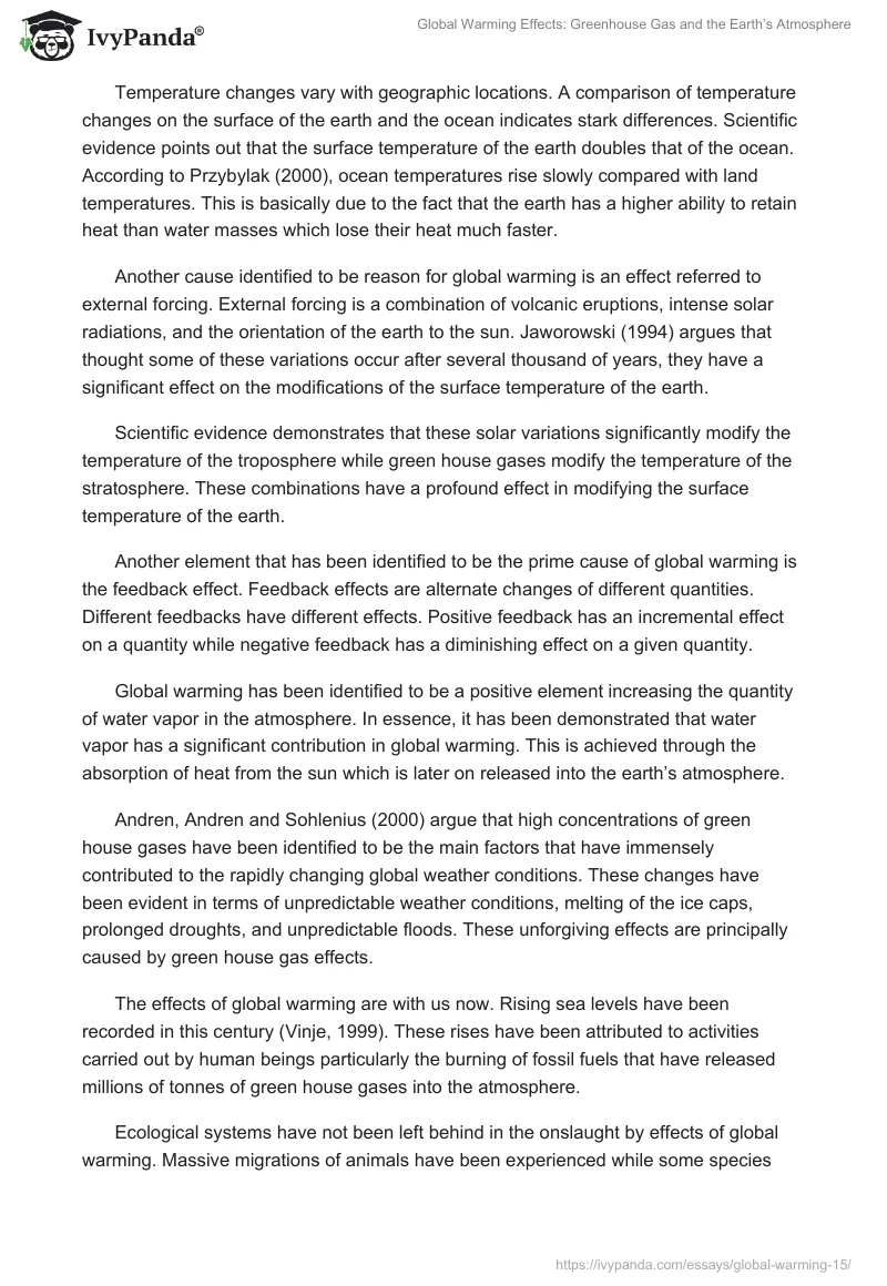 Global Warming Effects: Greenhouse Gas and the Earth’s Atmosphere. Page 2