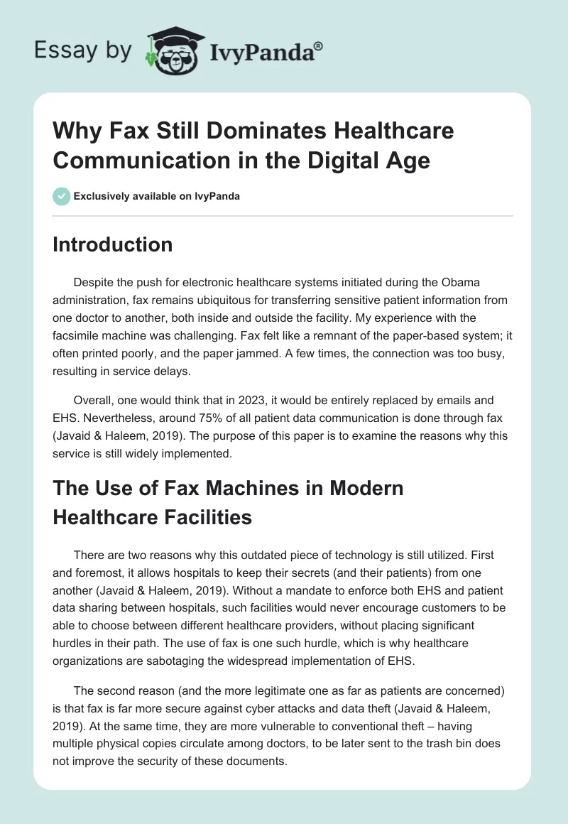 Why Fax Still Dominates Healthcare Communication in the Digital Age. Page 1