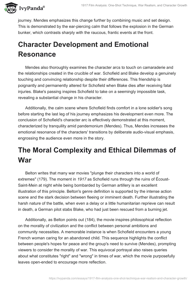 "1917" Film Analysis: One-Shot Technique, War Realism, and Character Growth. Page 2