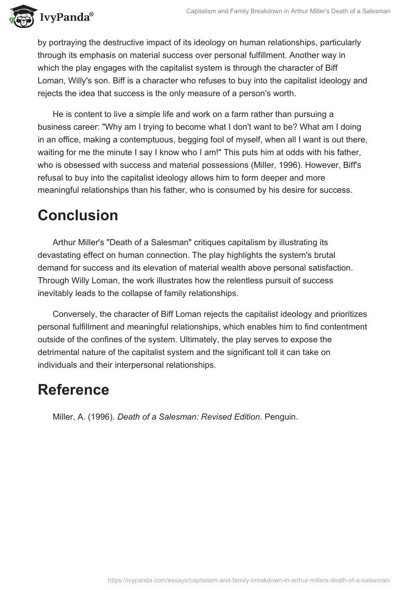 Capitalism and Family Breakdown in Arthur Miller's "Death of a Salesman". Page 2