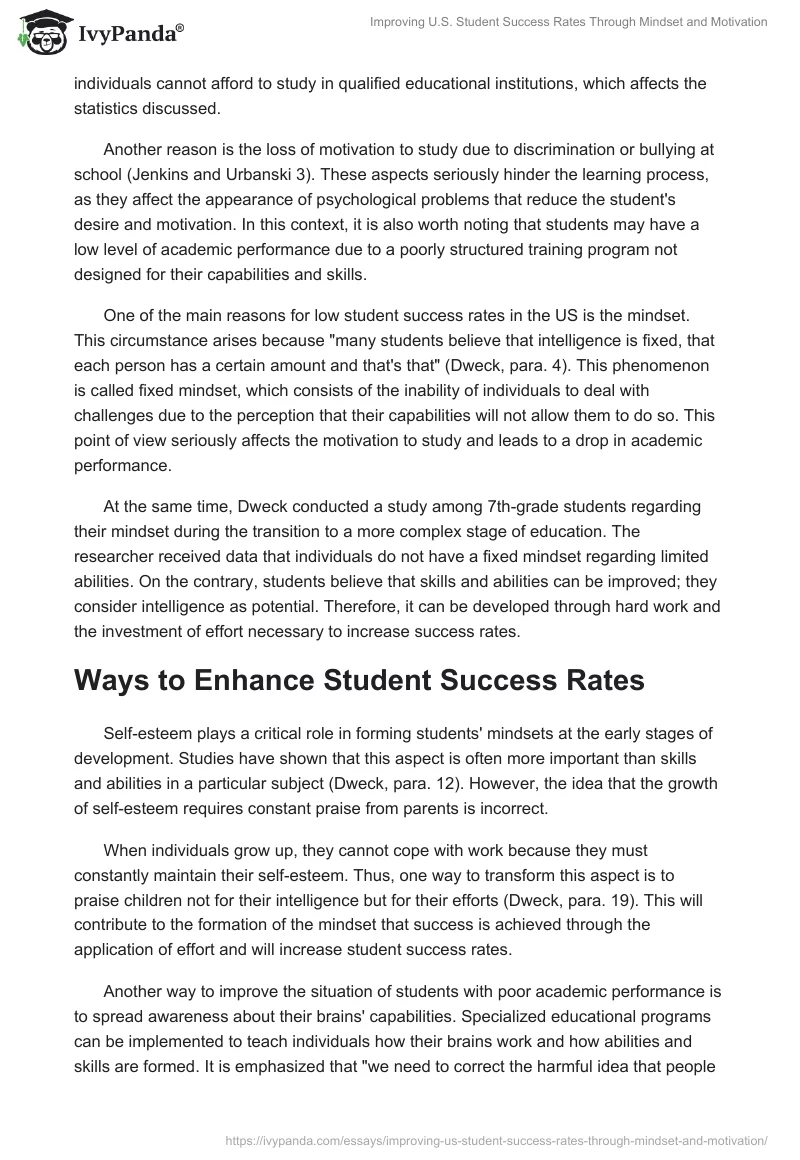 Improving U.S. Student Success Rates Through Mindset and Motivation. Page 2