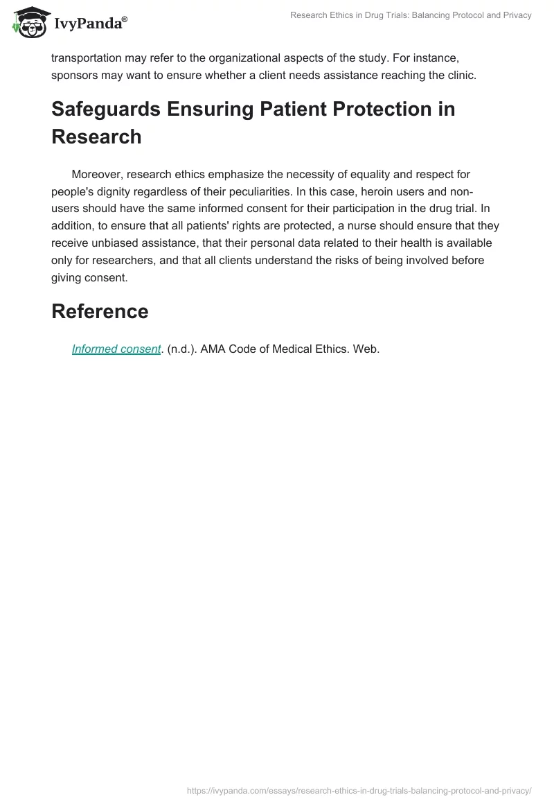Research Ethics in Drug Trials: Balancing Protocol and Privacy. Page 2